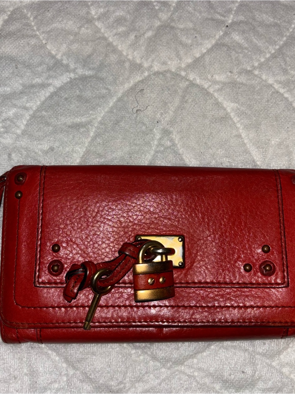 Chloé Paddington Red Orange Leather Continental Wallet - Picture 3 of 6